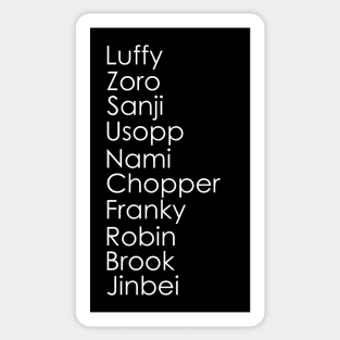 luffy zoro sanji usopp nami chopper franky robin brook jinbei Sticker